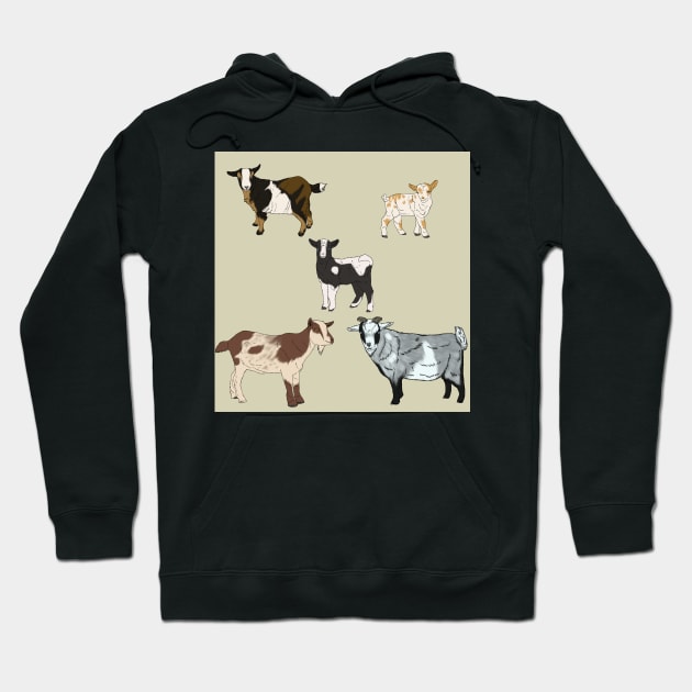 Nigerian Dwarf Goats Pattern Cream Hoodie by TrapperWeasel